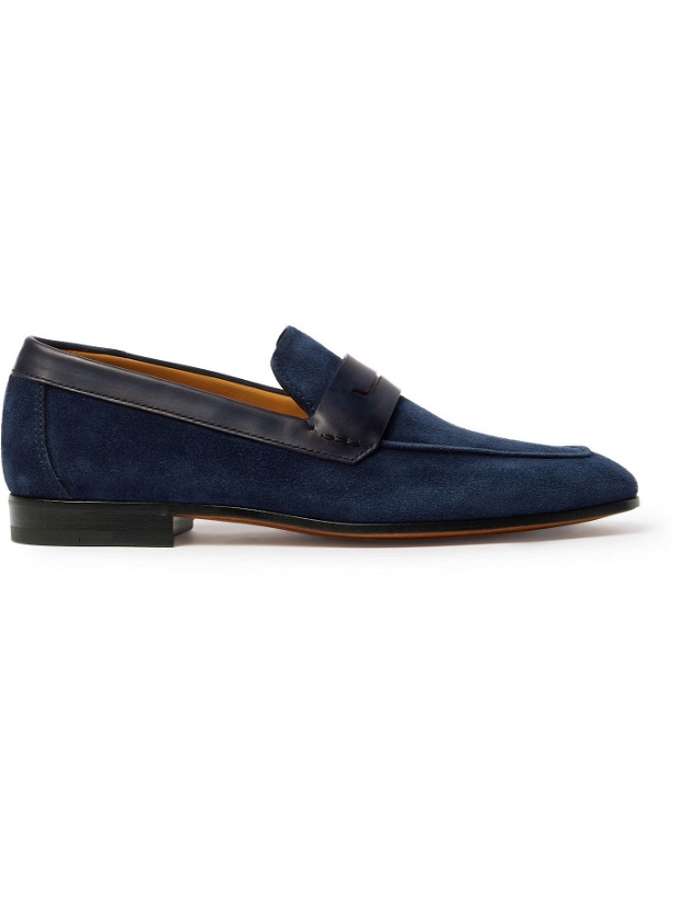 Photo: Berluti - Lorenzo Leather-Trimmed Suede Loafers - Blue