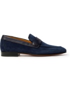 Berluti - Lorenzo Leather-Trimmed Suede Loafers - Blue