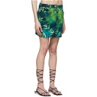 Versace Green Denim Jungle Print Miniskirt