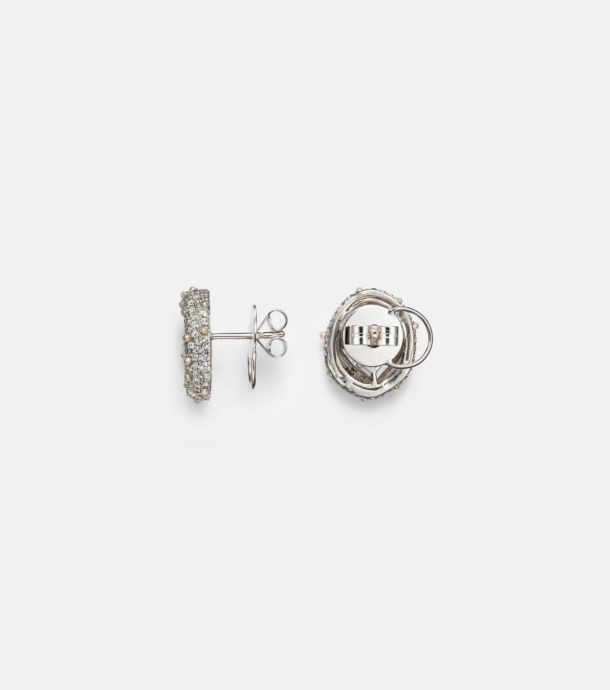 Kamyen 18kt white gold earrings with diamonds and enamel