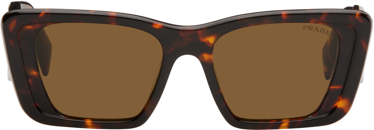Prada Eyewear Brown Thick Cat Eye Acetate Sunglasses Prada