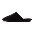 Balenciaga Black Towel Velvet Logo Slippers