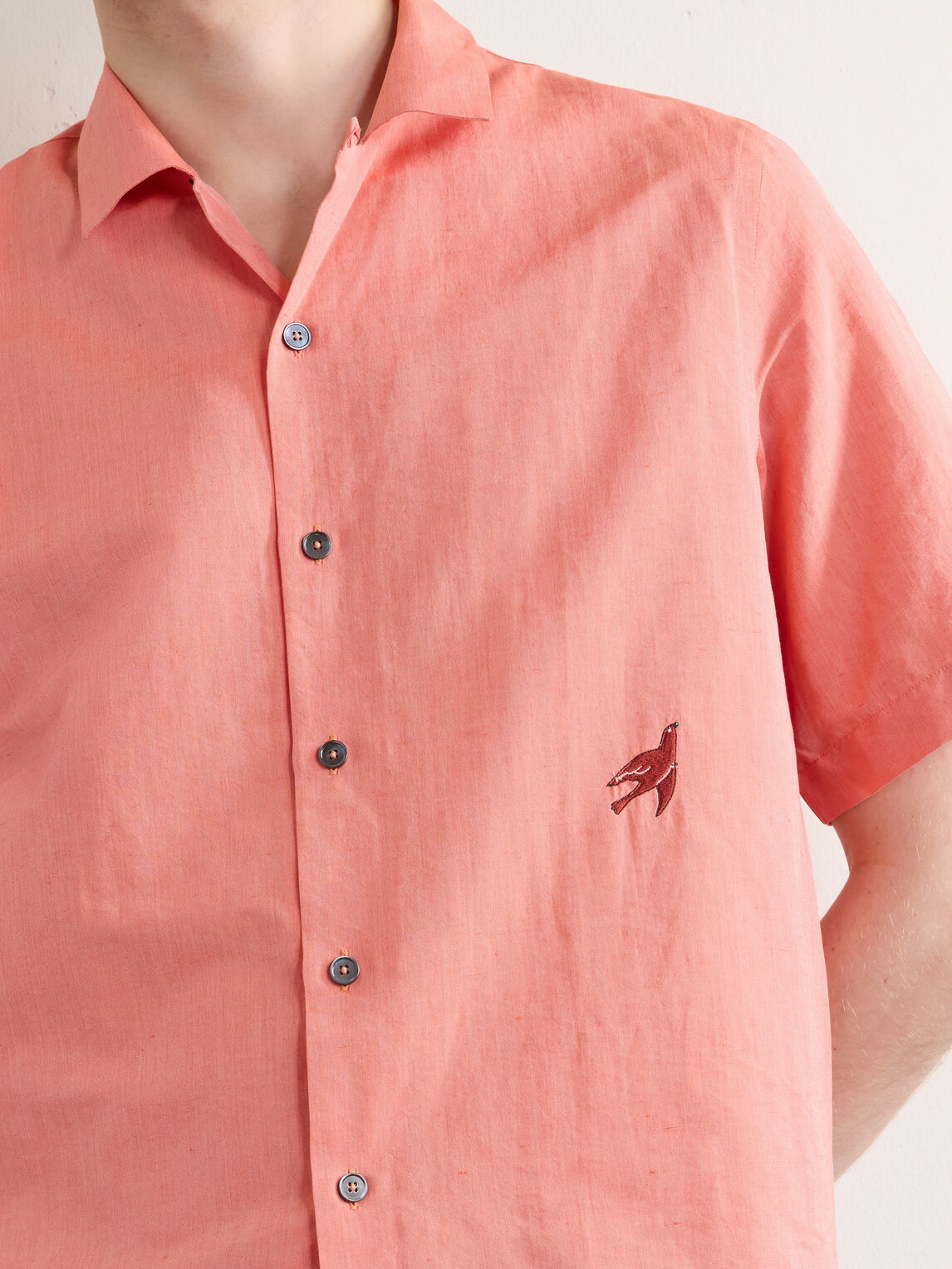 Paul Smith - Embroidered Cotton and Linen-Blend Shirt - Red