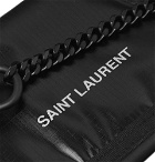 SAINT LAURENT - Chain-Embellished Logo-Print Glossed Nylon-Ripstop Trifold Wallet - Black