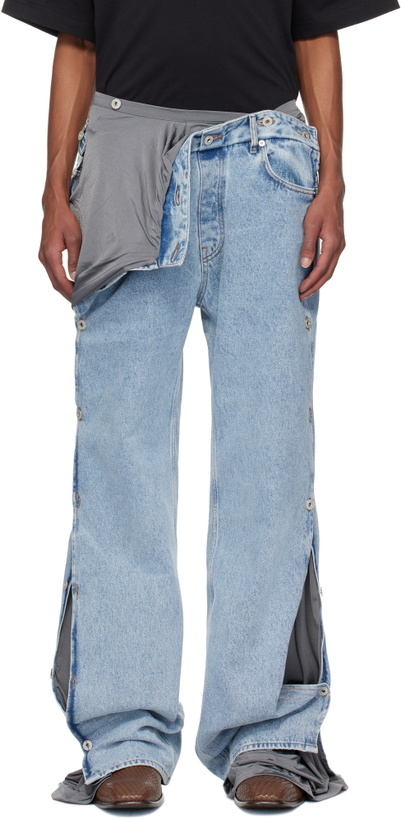 Photo: Y/Project Blue & Gray Collapsed Waist Jeans