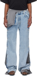 Y/Project Blue & Gray Collapsed Waist Jeans