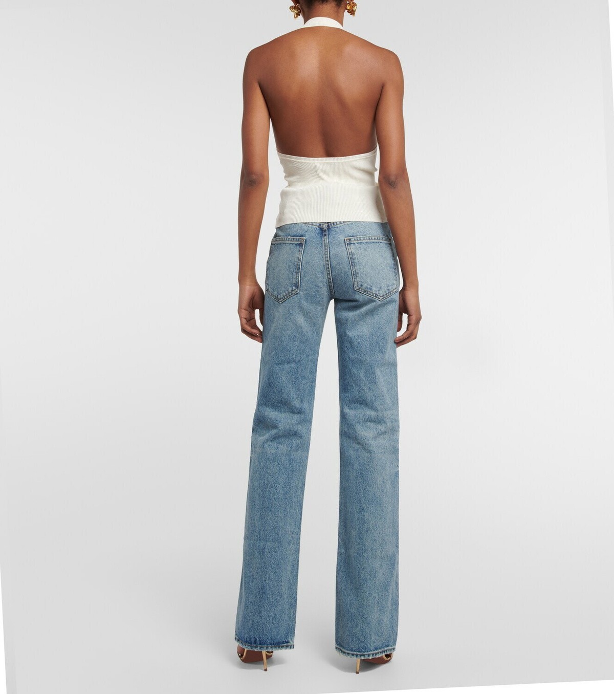 Nili Lotan - Ivey ribbed-knit halterneck silk top