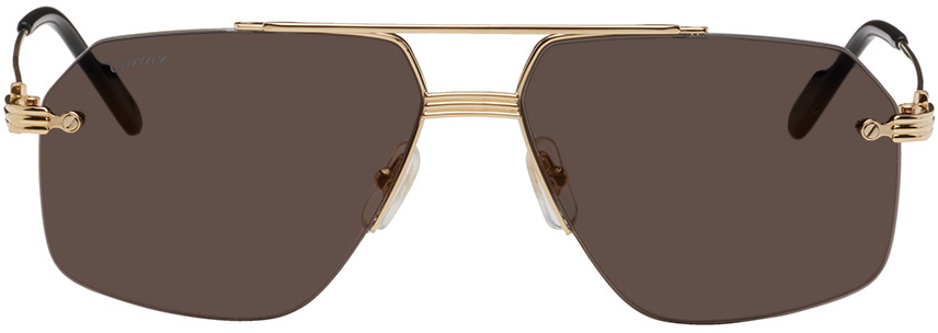 Cartier Gold Aviator Sunglasses Cartier 0971