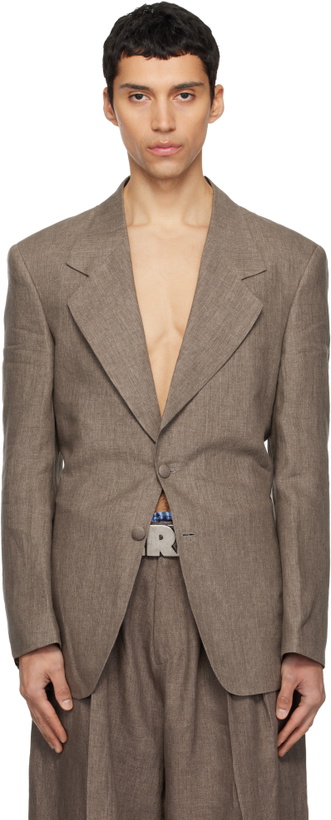 Photo: ERL Beige 3 Button Tailored Blazer