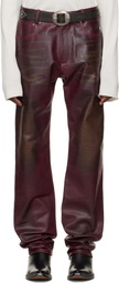 424 Burugndy Fivepocket Leather Pants