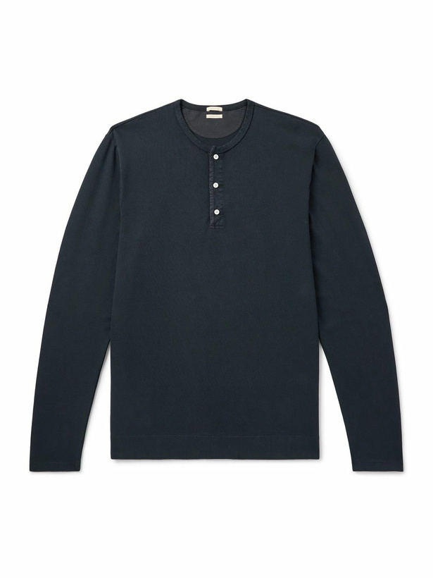 Photo: Massimo Alba - Manchester Cotton-Jersey Henley T-Shirt - Blue