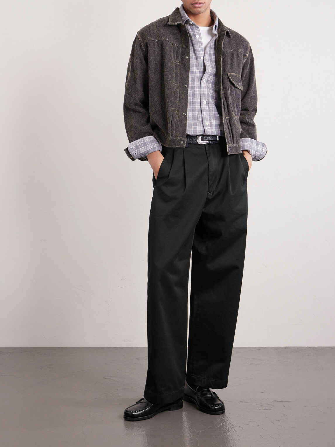 Human Made - Wide-Leg Logo-Embroidered Pleated Cotton-Twill Chinos - Black