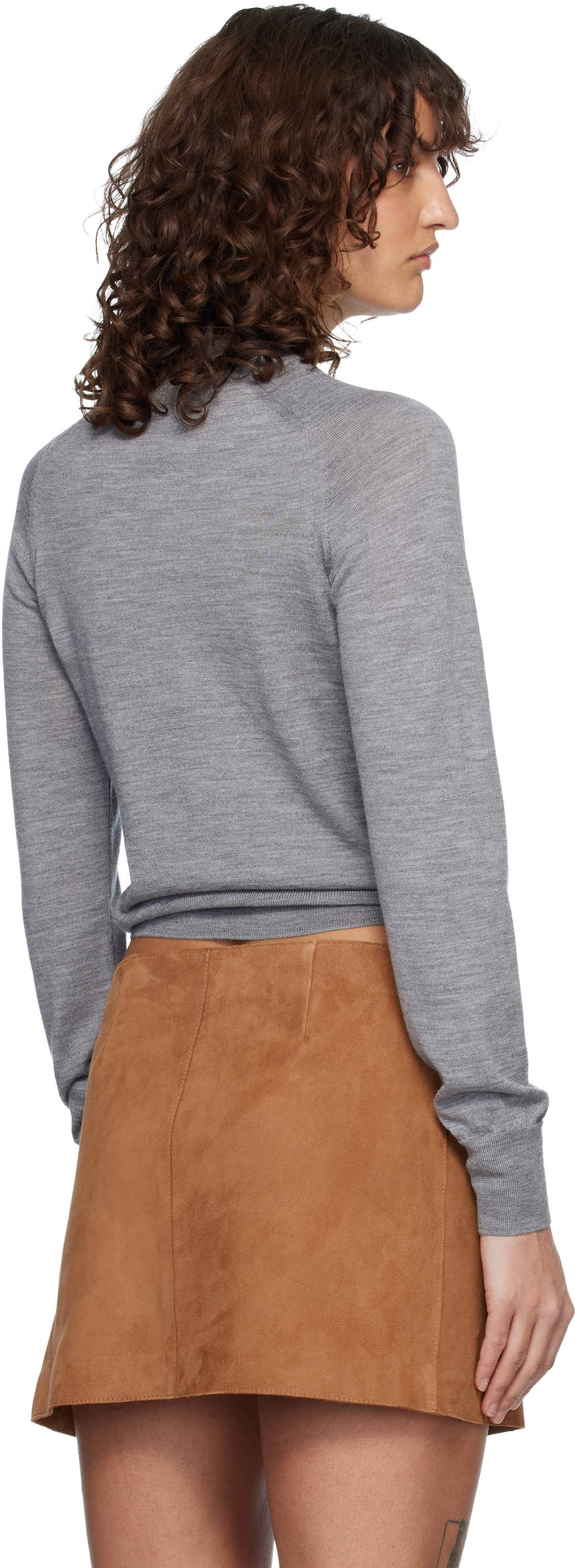 AMI Paris Gray Wool Crewneck Ami de Coeur Sweater