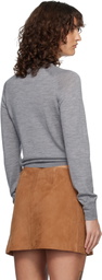 AMI Paris Gray Wool Crewneck Ami de Coeur Sweater