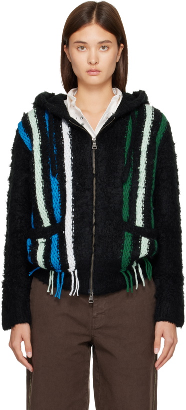 Photo: Andersson Bell Black Reverse Stripe Knit Hoodie