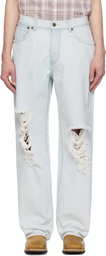AFTER PRAY Blue Relaxed Destroyed Jeans