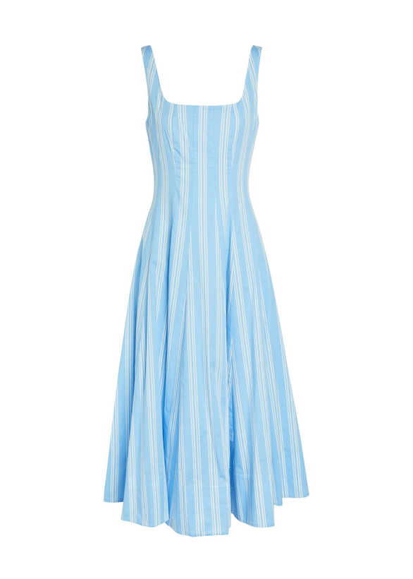 Staud Wells pinstriped cotton poplin midi dress Staud