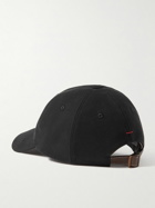 Brunello Cucinelli - Logo-Embroidered Leather-Trimmed Cotton-Gabardine Baseball Cap - Black