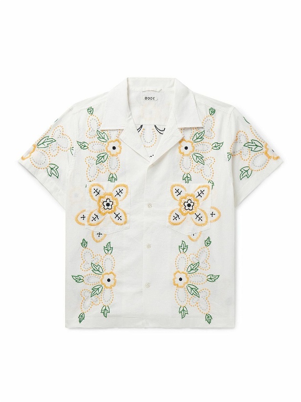 Photo: BODE - Buttercup Camp-Collar Embroidered Cotton-Voile Shirt - White
