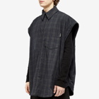 Balenciaga Men's Detachable Flannel Shirt in Grey/Khaki Overdyed