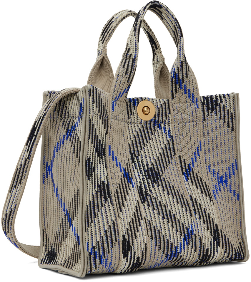 Burberry Gray Mini Check Knitted Tote Burberry