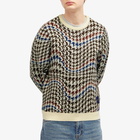 Dime Men's Houndstooth Knit Sweater in Cream Multi