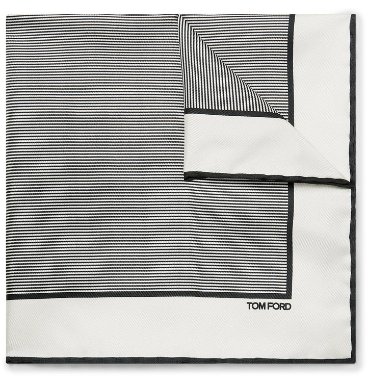 Photo: TOM FORD - Striped Silk-Twill Pocket Square - Gray