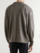ATON - Linen and Cotton-Blend Half-Zip Polo Sweater - Gray