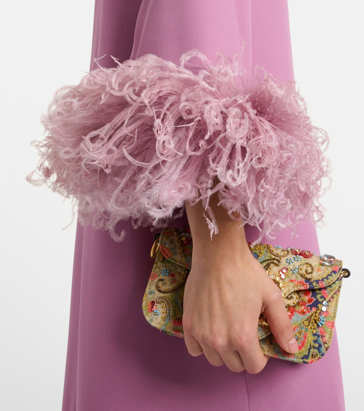 Valentino Cady Couture feather-trimmed maxi dress