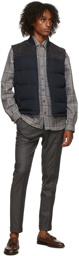 Isaia Navy Wool Techno Quilted Vest