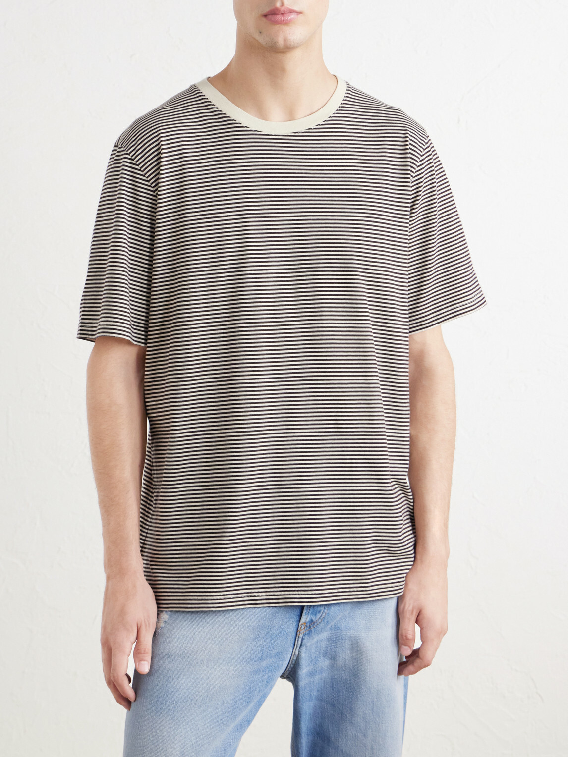 Folk - Striped Cotton-Jersey T-Shirt - Brown