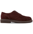 Brunello Cucinelli - Brushed-Suede Derby Shoes - Men - Burgundy