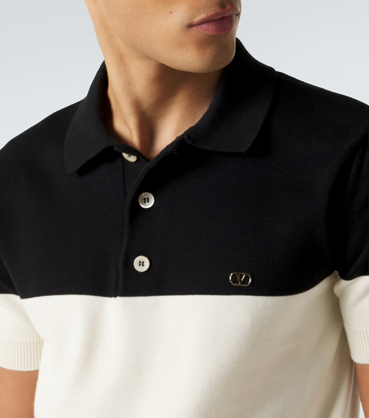 Valentino VLogo striped cotton polo sweater