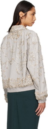 Dries Van Noten Gray Embroidered Cotton Blouson Jacket