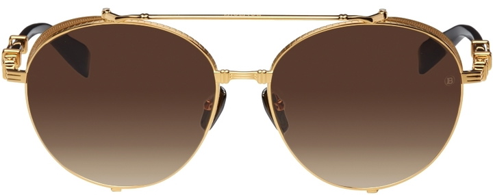Photo: Balmain Gold & Brown Brigade II Sunglasses