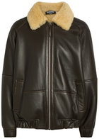 Jacquemus Le Bombardier Leather Bomber Jacket Dark Brown
