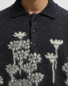 032c MELTING DAISIES KNIT LS POLO SHIRT Black Mens Polos/Pullovers/Shirts & Blouse