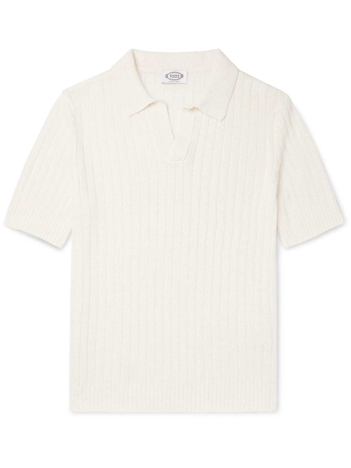 Photo: TOD'S - Ribbed Cotton and Linen-Blend Polo Shirt - White