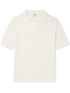 TOD'S - Ribbed Cotton and Linen-Blend Polo Shirt - White