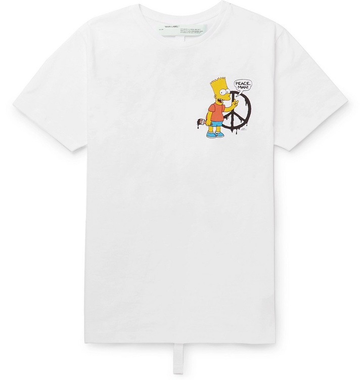 Photo: Off-White - Bart Simpson Slim-Fit Printed Cotton-Jersey T-Shirt - Men - White