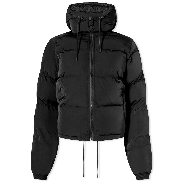 Photo: Good American Women's Cropped Iridescent Puffer Jacket in Black