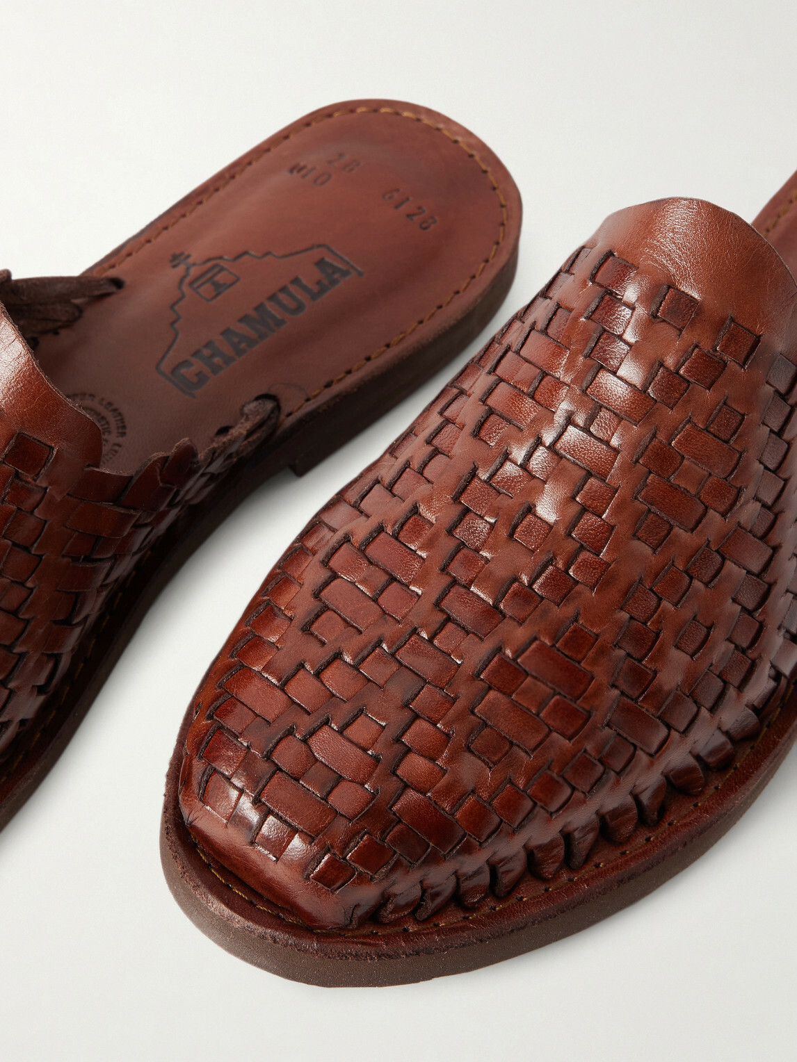 Yuketen - Polanco Woven Leather Mules - Brown