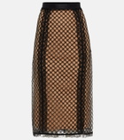 Gucci - GG mesh and lace midi skirt