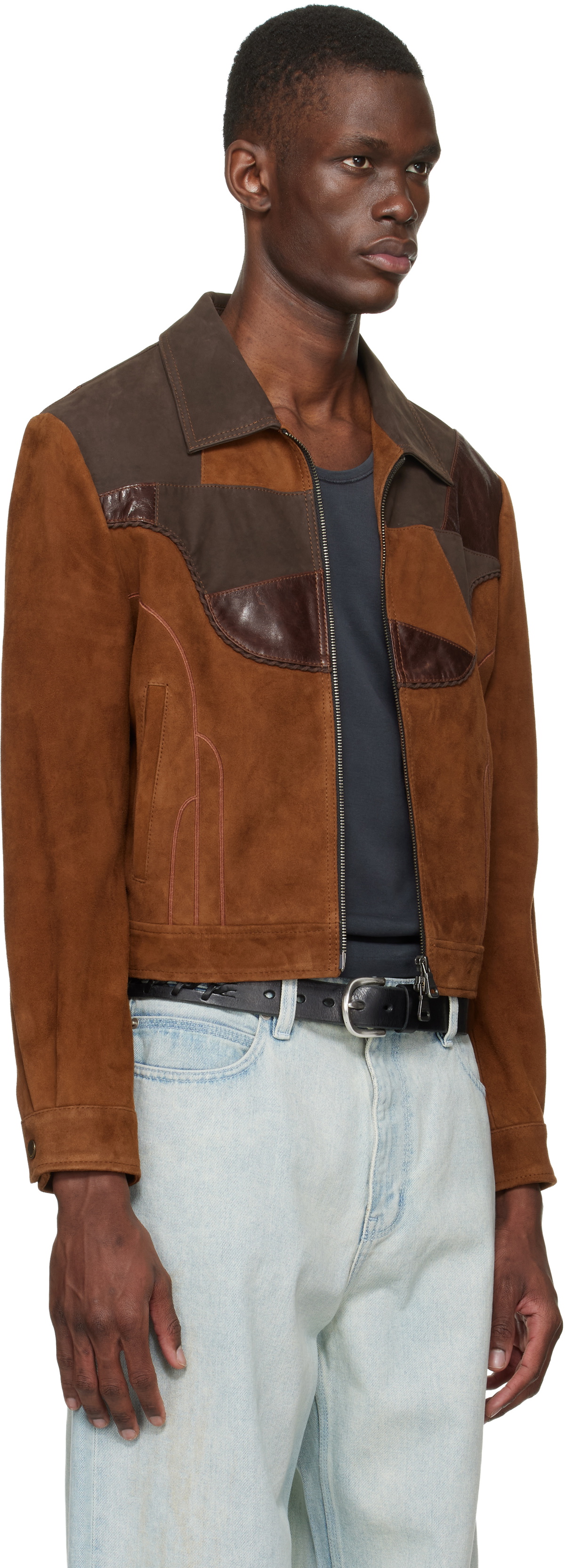 Andersson Bell Brown Harvey Patchwork Suede Jacket