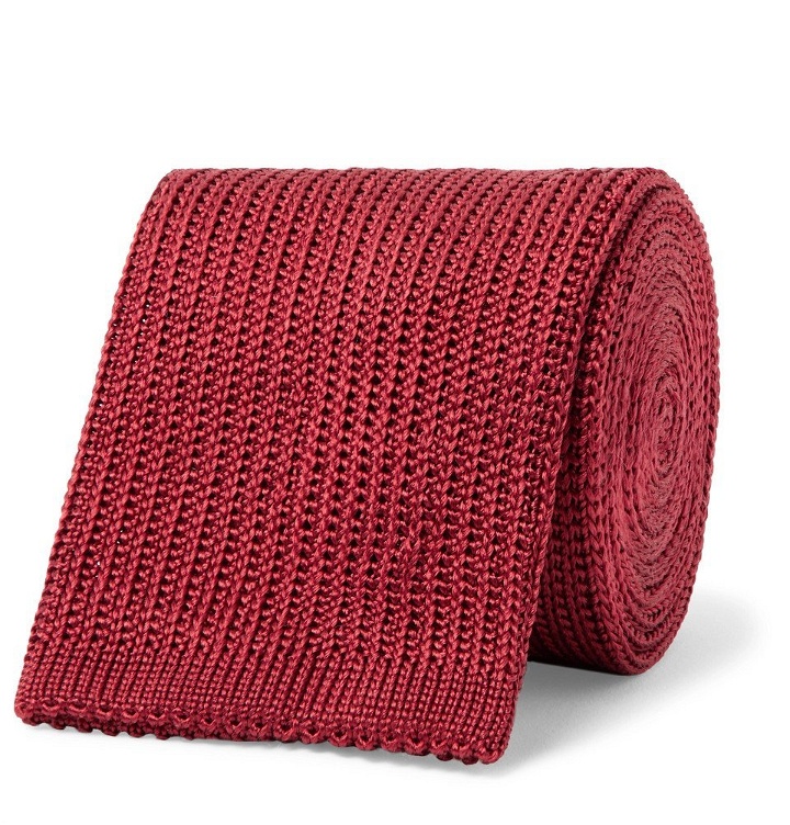 Photo: Boglioli - 6cm Knitted Silk Tie - Claret