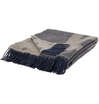 PAUL SMITH - Fringed Wool and Cashmere-Blend Jacquard Blanket - Blue