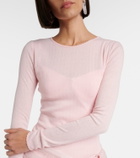 Area Pointelle sequined draped minidress