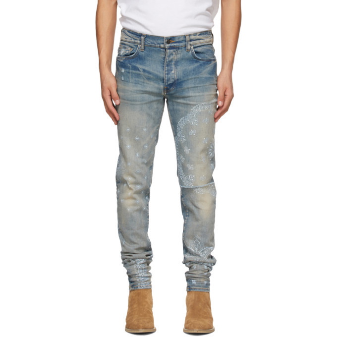 Photo: AMIRI Blue Bandana Print Jeans