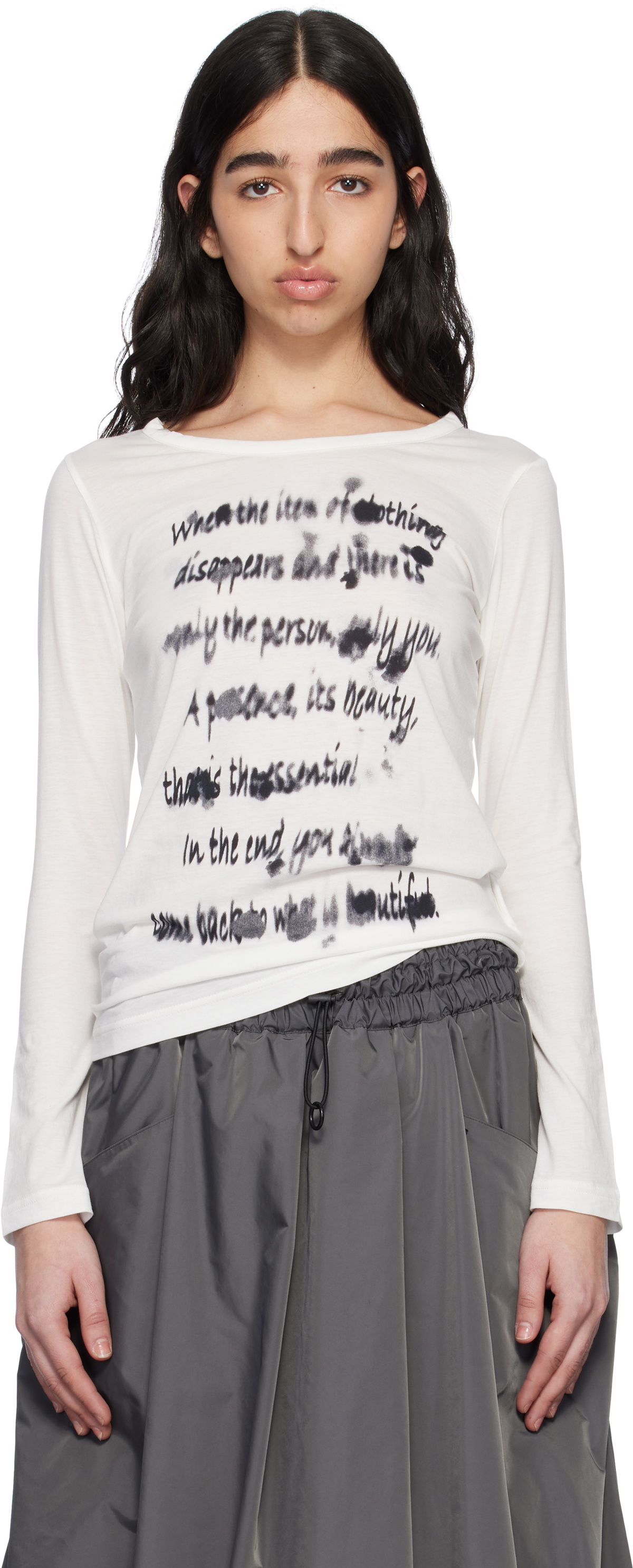 YOHJI YAMAMOTO White High Gauge Airy Jersey PT Long Sleeve T-shirt