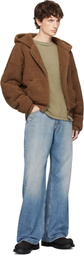 ERL Brown Terry Fleece Zipped Hoodie